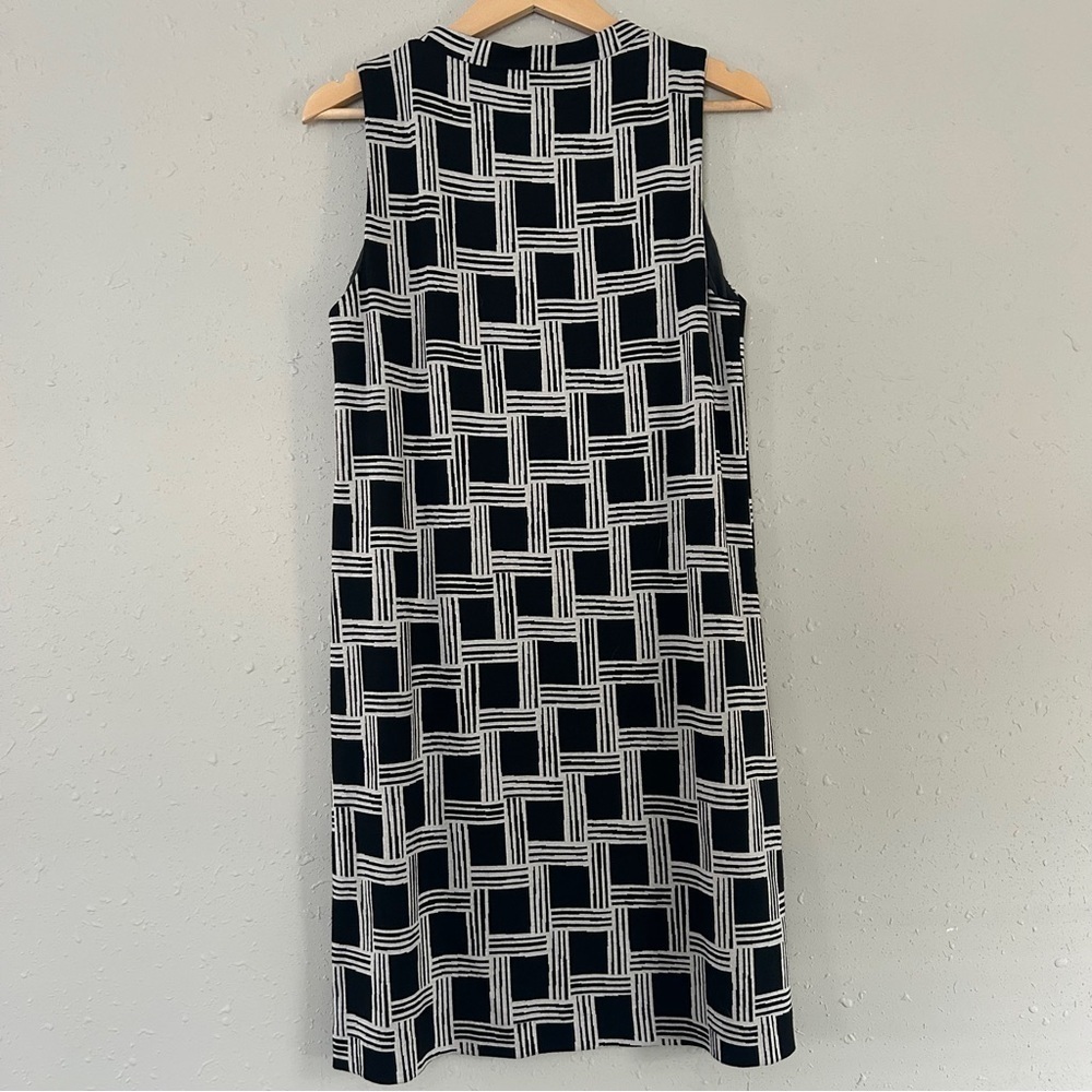 Niu Black White Geometric Checked Formal Sleeveless Mini Dress Small - Picture 4 of 4